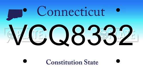VCQ8332 Connecticut License Plate