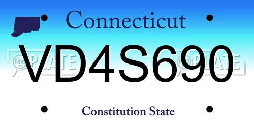 VD4S690 Connecticut License Plate