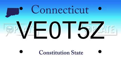 VE0T5Z Connecticut License Plate