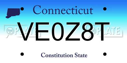VE0Z8T Connecticut License Plate