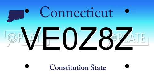 VE0Z8Z Connecticut License Plate