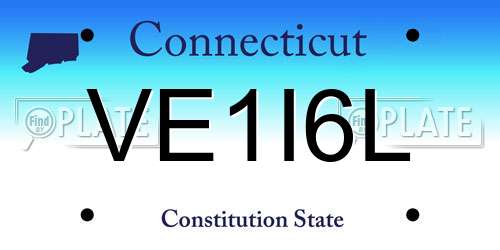 VE1I6L Connecticut License Plate