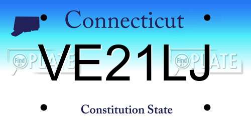 VE21LJ Connecticut License Plate