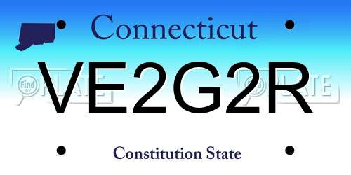 VE2G2R Connecticut License Plate