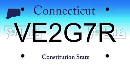 VE2G7R Connecticut License Plate