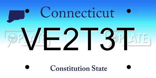 VE2T3T Connecticut License Plate