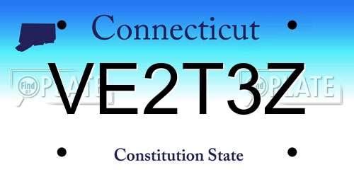 VE2T3Z Connecticut License Plate
