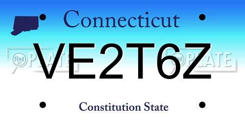 VE2T6Z Connecticut License Plate
