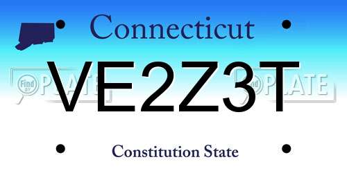 VE2Z3T Connecticut License Plate