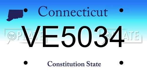 VE5034 Connecticut License Plate