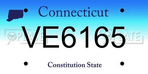 VE6165 Connecticut License Plate