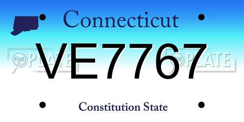 VE7767 Connecticut License Plate