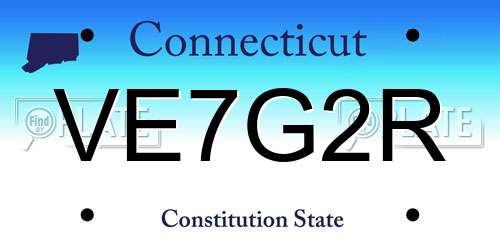 VE7G2R Connecticut License Plate
