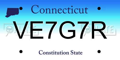VE7G7R Connecticut License Plate
