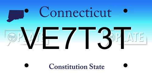 VE7T3T Connecticut License Plate