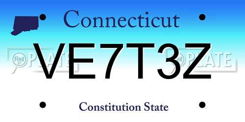 VE7T3Z Connecticut License Plate