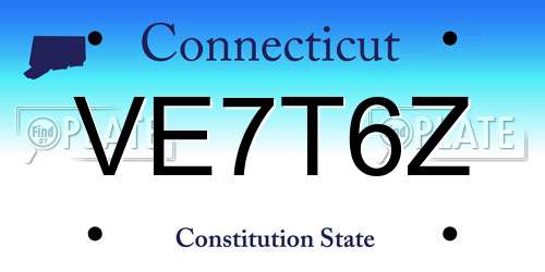 VE7T6Z Connecticut License Plate