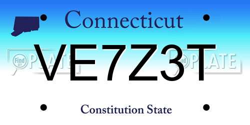 VE7Z3T Connecticut License Plate