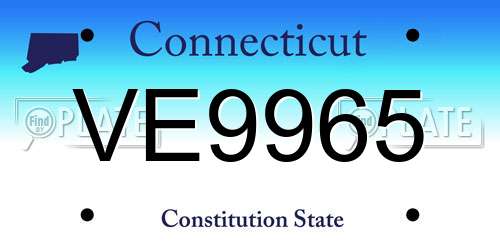 VE9965 Connecticut License Plate