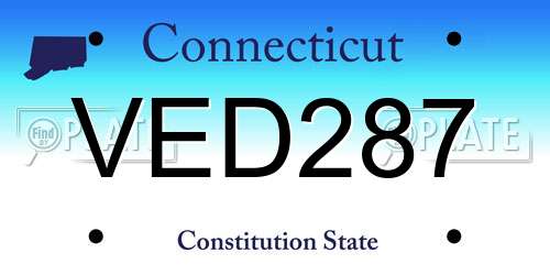 VED287 Connecticut License Plate