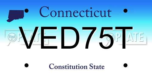 VED75T Connecticut License Plate