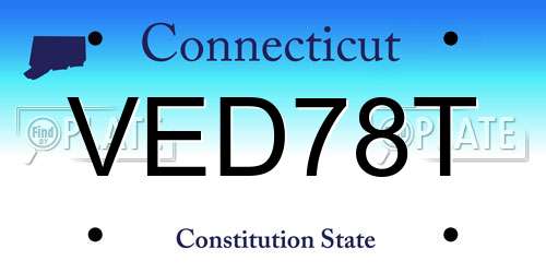 VED78T Connecticut License Plate