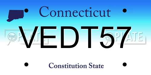 VEDT57 Connecticut License Plate