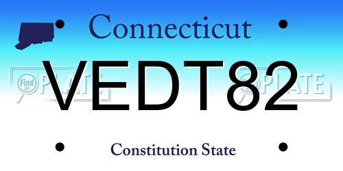 VEDT82 Connecticut License Plate
