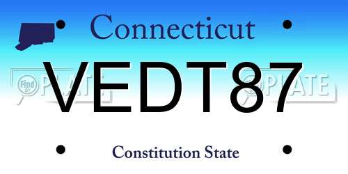 VEDT87 Connecticut License Plate