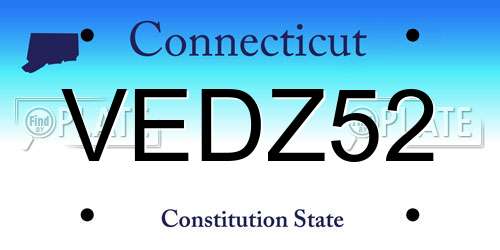 VEDZ52 Connecticut License Plate
