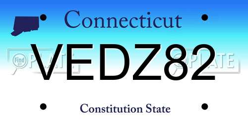 VEDZ82 Connecticut License Plate