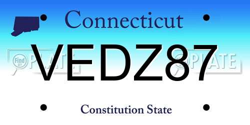VEDZ87 Connecticut License Plate