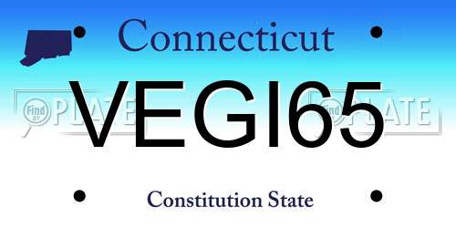 VEGI65 Connecticut License Plate