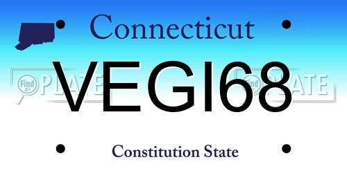 VEGI68 Connecticut License Plate