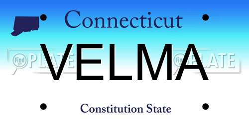 VELMA Connecticut License Plate