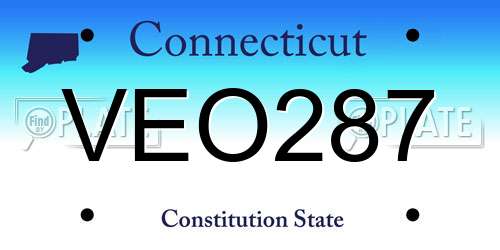 VEO287 Connecticut License Plate