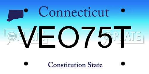 VEO75T Connecticut License Plate