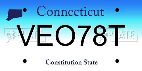 VEO78T Connecticut License Plate