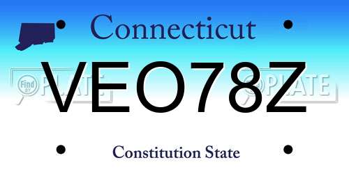 VEO78Z Connecticut License Plate