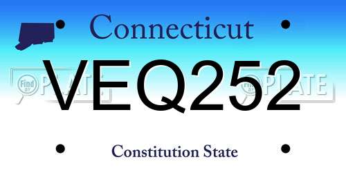 VEQ252 Connecticut License Plate
