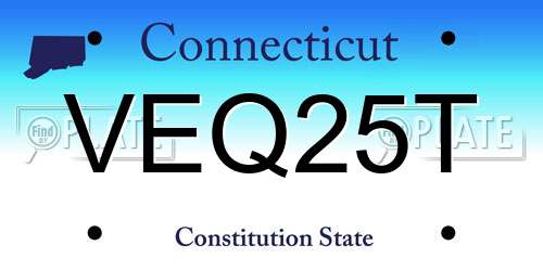 VEQ25T Connecticut License Plate