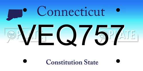 VEQ757 Connecticut License Plate