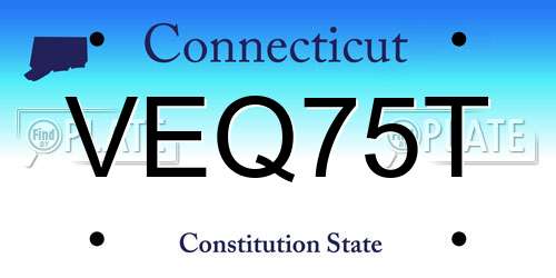 VEQ75T Connecticut License Plate