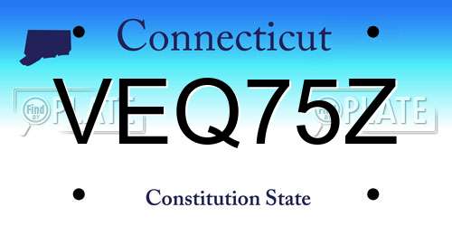 VEQ75Z Connecticut License Plate