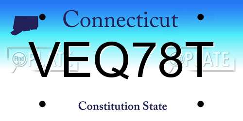 VEQ78T Connecticut License Plate