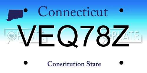 VEQ78Z Connecticut License Plate