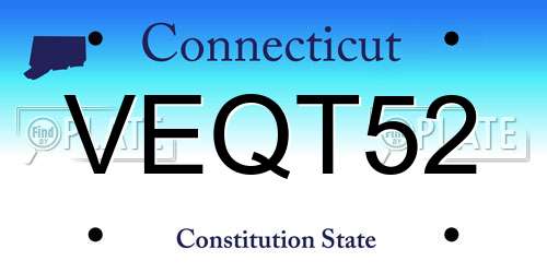 VEQT52 Connecticut License Plate