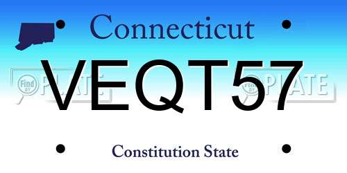 VEQT57 Connecticut License Plate