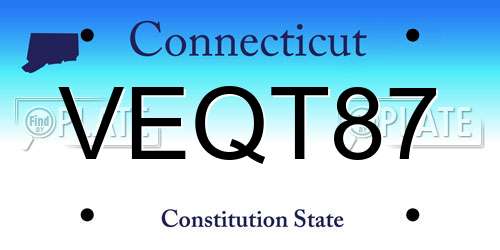 VEQT87 Connecticut License Plate
