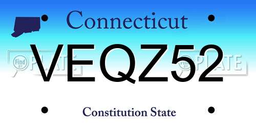 VEQZ52 Connecticut License Plate